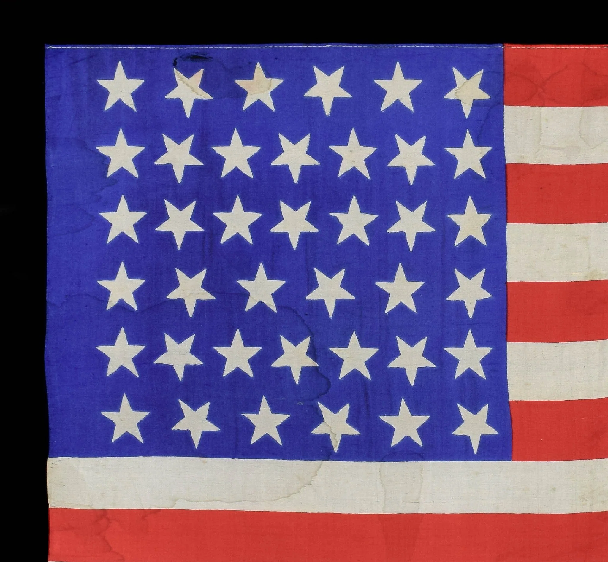 39 Star Antique Flag with an Overprint of the California Bear